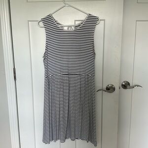 Large White and Navy Striped Swing Dress